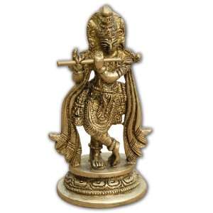Hari Krishna Lord Hindu Gott Messing Metall Skulptur Meditation 