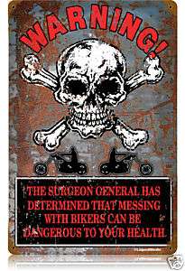 Warning Messing with Bikers funny vintaged metal sign  