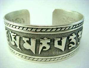 TIBETAN SILVER OM BRACELET Sanskrit Jewelry Nepal  