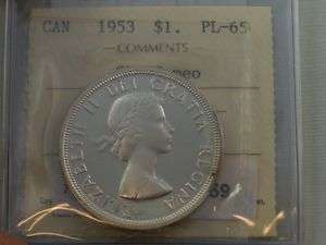 1953 SF dollars Canada PL 65 cameo ICCS beautiful coin  