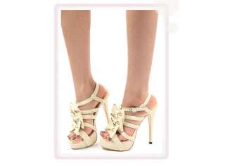 SHUGAGA Beige Ribbon Ankle Strap Celebrity Heel Sandal US 5 6 7 8 All 