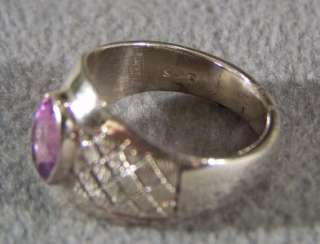   AFRICAN AMETHYST STERLING SILVER ART DECO BOLD FANCY BAND RING  