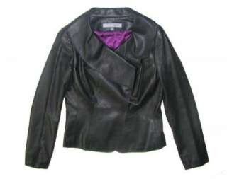 ANNE KLEIN LIGHT WEIGHT BUTTERY BLACK LEATHER JACKET~S  