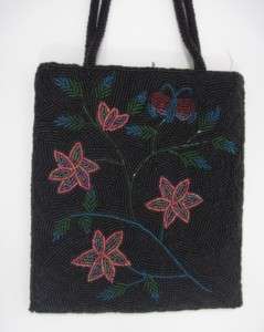 SWEE LO NEW YORK Black Floral Completely Beaded Handbag  