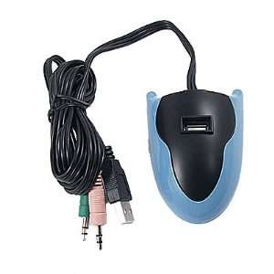 Gino PC Blue Plastic 3 USB Ports Hi speed Hub w 3.5mm Audio Microphone 