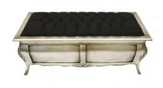 French style furniture silk ottoman blanket box silver opulent bedroom 