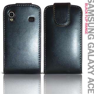 BLACK LEATHER CASE FOR SAMSUNG GALAXY ACE GT S5830 POUCH COVER FLIP 