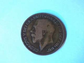 1919 h GEORGE V HEATON MINT ONE PENNY COIN COLLECTABLE  