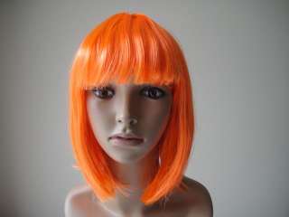 Womens fancy Dress Bob style orange wig neck length