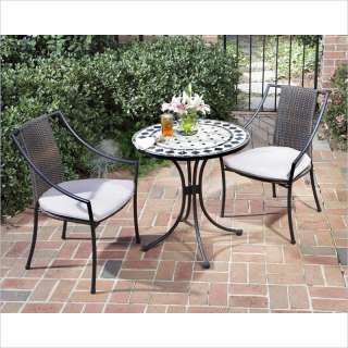 Home Styles Marble Table & 2 Chairs Black & Gray Bistro Set 