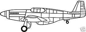 Aufkleber   M   Flugzeug P 51 Mustang Seitenansicht  