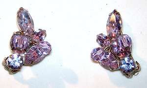 Vintage KRAMER Lilac Purple Lavender Rhinestone & Crystal Clip 