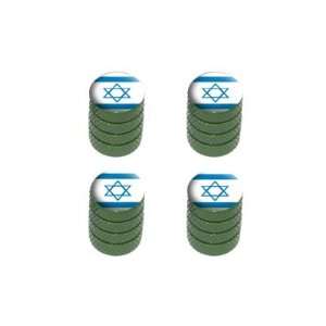  Israel Flag   Tire Rim Wheel Valve Stem Caps   Green Automotive