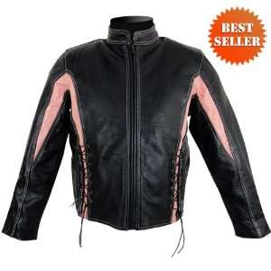    LJ266PINK   Womens Leather Motorcycle Jacket in Size XL Automotive