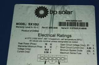 BP Solar Panel SX10U 10W 12 Volt Battery Charger Photovoltaic Module 