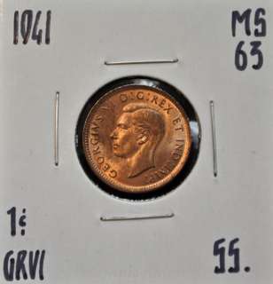 1941 canada 1 cent citadel coins graded ms 63