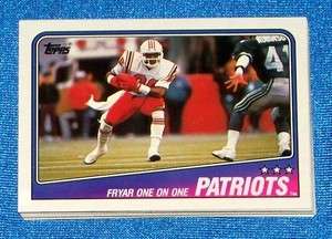 New England Patriots 1988 Topps Team Set 14 Cards inc Irving Fryar 