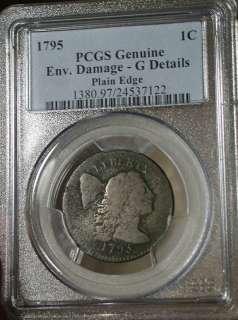 1795 PCGS Good Details Genuine Plain Edge Flowing Hair Large Cent 
