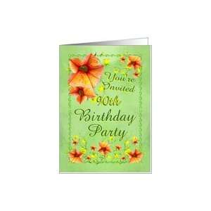  90th Birthday Party Invitations Apricot Flowers Card Toys 