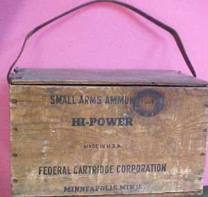 Vintage Wooden wood ammo shell box Federal folk art  
