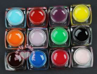 12 COLOR SOLID PURE COLOR UV GEL NAIL ART KIT 402  