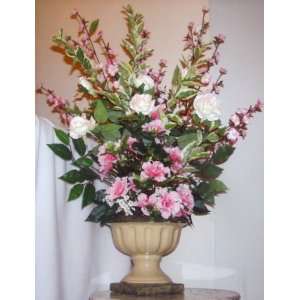   Cherry Blossom, White & Pink Rose Floral Arrangement: Home & Kitchen