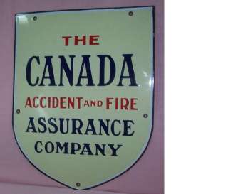 Vintage CANADA ASSURANCE COMPANY FIRE ACCIDENT PORCELAIN Advertising 