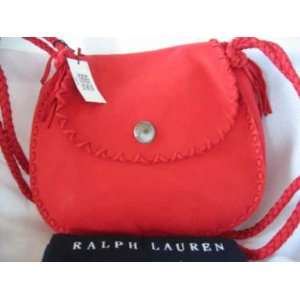 Ralph Lauren Red Leather Shoulder Bag 
