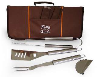 King of the Grill   Stainless Steel Grilling Utensils / BBQ Tool Set 