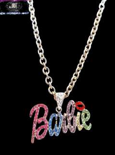 Nicki Minaj 2 BARBIE Iced Out Necklace Gold/Multi  