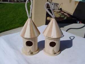 TWO CRAFT WOODEN BIRD BOXES GREAT DESIGN e104  