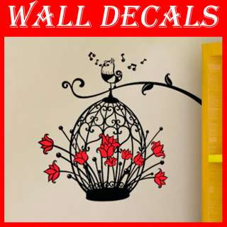 Singing Bird on a Cage DIY Home Decor Quates Wall Decals Stickers 65 