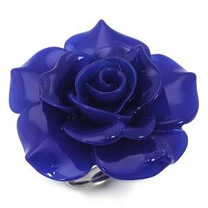 38MM HUGE Lapis Blue Stainless Steel ROSE FLOWER Ring  
