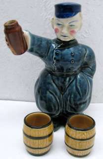 Vintage Delft Blue Bols Figural Bottle Decanter 2 cups  