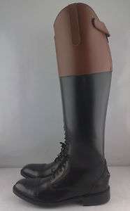   Leather Equestrian English Horse Riding Boot with Tan Top US 6 13
