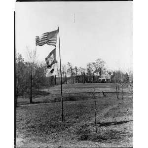  U.S. flag,Red Cross Flag on flagpole,Clara Barton House 