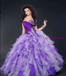 Purple Masquerade Quinceanera Wedding Dress Bride Ball Gown Size 6 8 