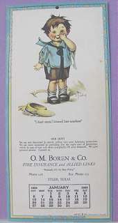1924 CALENDAR Advertising Insurance Charles Twelvetrees  