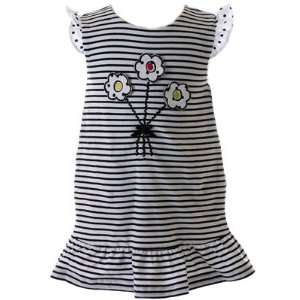  Le Top Daisy Bouquet Black and White Striped Dress Baby