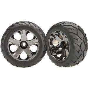   Tires and All Star Nitro Front Wheels   Black Chrome Toys & Games