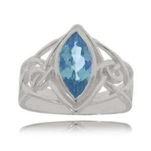   Silver Celtic Knot Ring   Marquise Blue Topaz GEMaffair Jewelry
