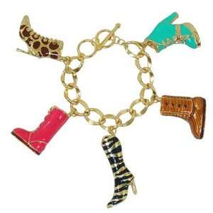   Goldtone Large Boot Charm Toggle Bracelet Fashion Jewelry Jewelry