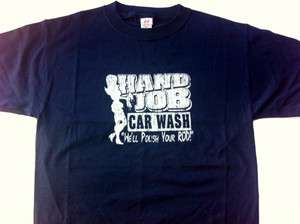 Hand Job Car Wash Navy Blue Tee Shirt Medium Well polish your rod 