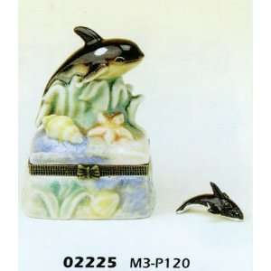  Porcelain Hinged Boxes Orca Killer Whale Breaching 