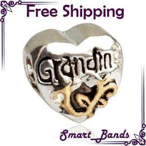   gold plated love grandma heart bead for European bracelet gift charm