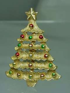 SIGNED VINTAGE GERRYS CHRISTMAS TREE PIN BROOCH  