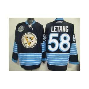  Letang #58 NHL Pittsburgh Penguins Navy Blue Hockey Jersey 
