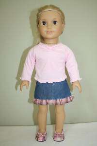 Doll Clothes fit American Girl Jean Skirt Set w/shoes  