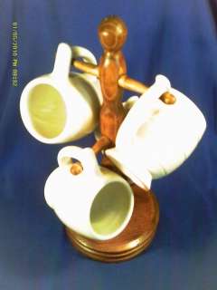   LOT OF 4 FRANKOMA WHITE COFFEE MUGS CUPS C7 & CUP STAND (TREE)  