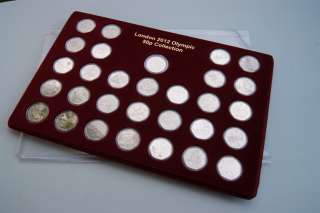 LONDON 2012 OLYMPIC 50P COINS COLLECTION TRAY + 30 CAPS  